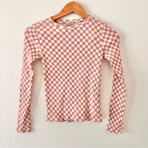 Zara Girls Mauve Checkered Top Sz 13-14 - Picture 1 of 4